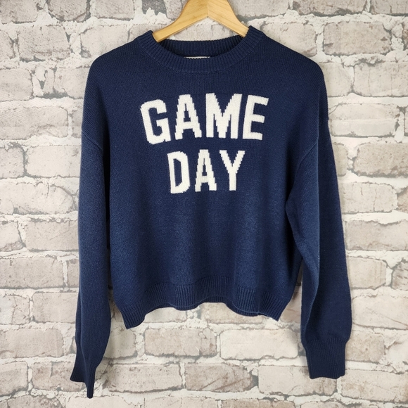 Vintage Jessica Simpson Game Day Sweater Pullover Navy Blue Size Medium - Picture 2 of 10